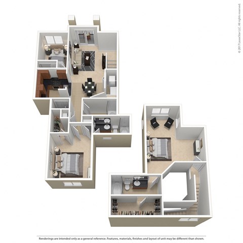 Floor plan for 3 beds, 3 baths, 1503 sqft